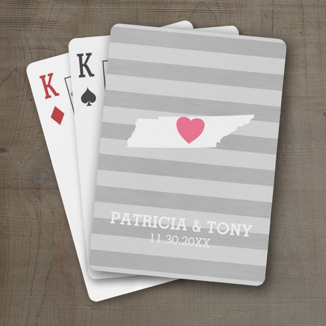 Baralho Tennessee Map Home State Love Opcional Heart (Personalized Playing Cards with a State Map, Movable Heart and Name)