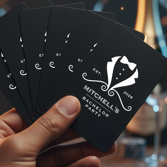 Baralho Terno de Smoking Gravata Borboleta Preto Festa de  (Bachelor Party Tuxedo Suit Bowtie Black Wedding Poker Cards
)