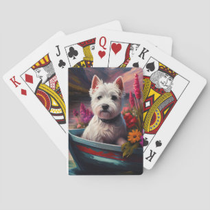 Baralho Terrier Branco do West Highland em Barco