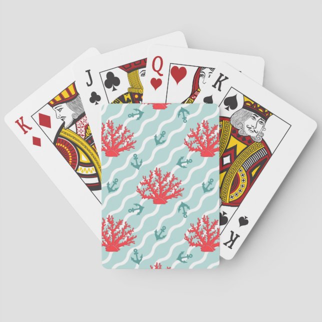 Baralho Teste padrão 1 do coral vermelho (Verso)