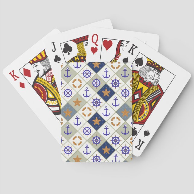 Baralho Teste padrão 2 do tema do mar (Verso)