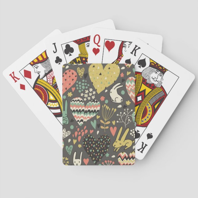 Baralho Teste padrão bonito dos coelhos do amor com (Verso)