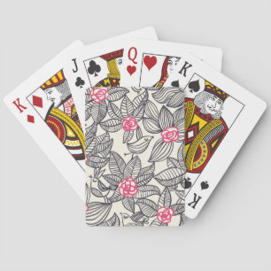 Baralho Teste padrão floral com pássaros dos desenhos