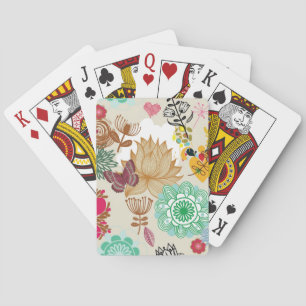 Baralho Teste padrão floral no estilo retro