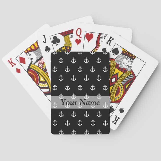 Baralho Teste padrão preto da âncora (Verso)