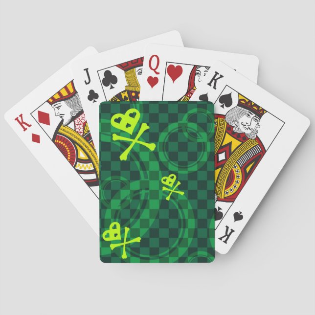 Baralho Teste padrão verde de Emo com círculos (Verso)