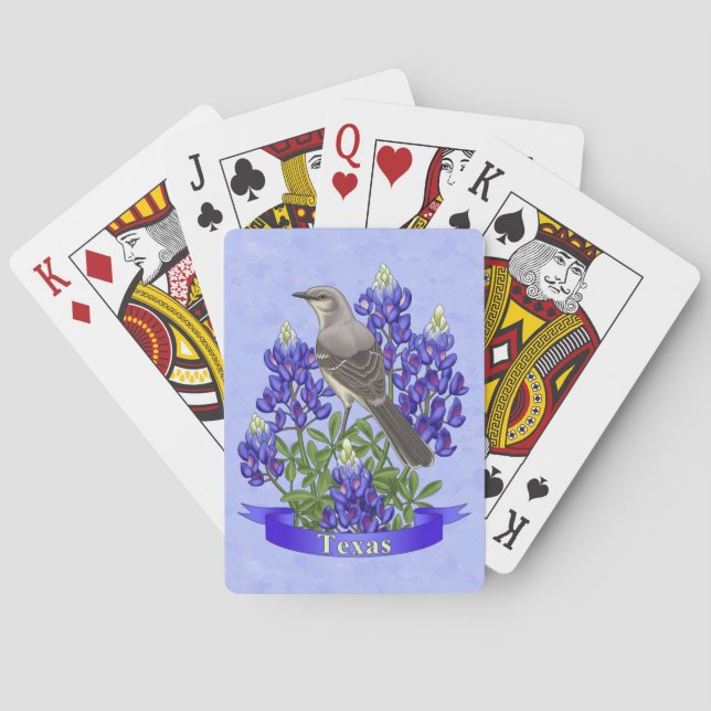 Baralho Texas State Mockingbird & Bluebonnet Flower (Verso)