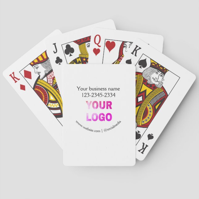 Baralho texto simples mínimo adicione seu logotipo/design  (Verso)