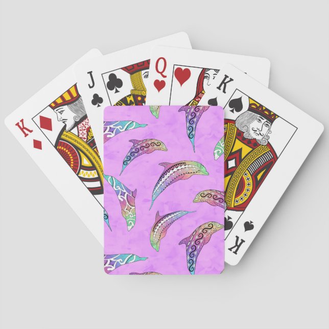 Baralho Tie Dye Pink Marine Animals Dolphins Marlins (Verso)