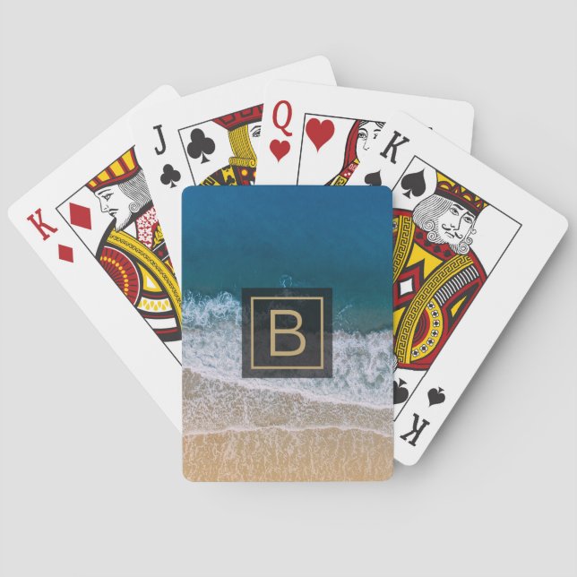 Baralho Tipografia Tropical Palm Coast Flórida Sandy Beach (Verso)