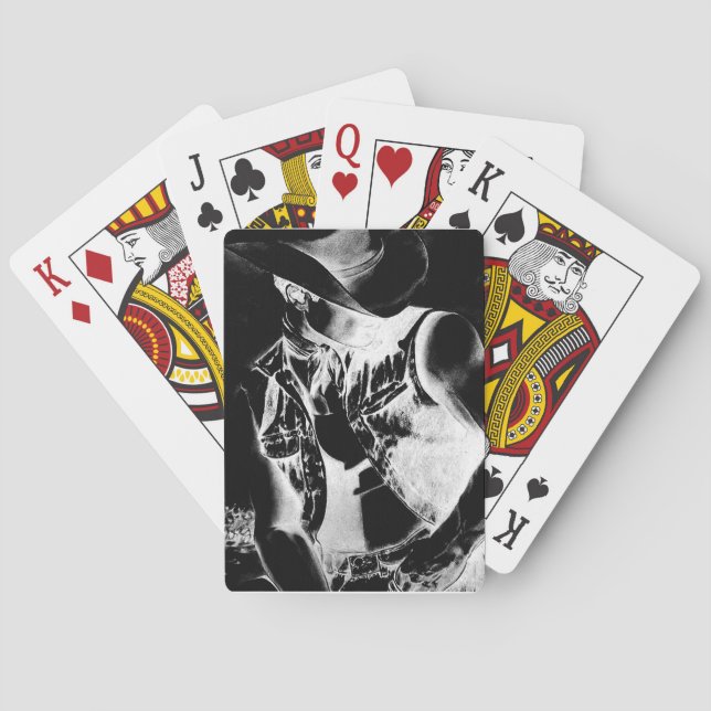 Baralho Tocando Cartões com Garçom de Arte Original (Verso)