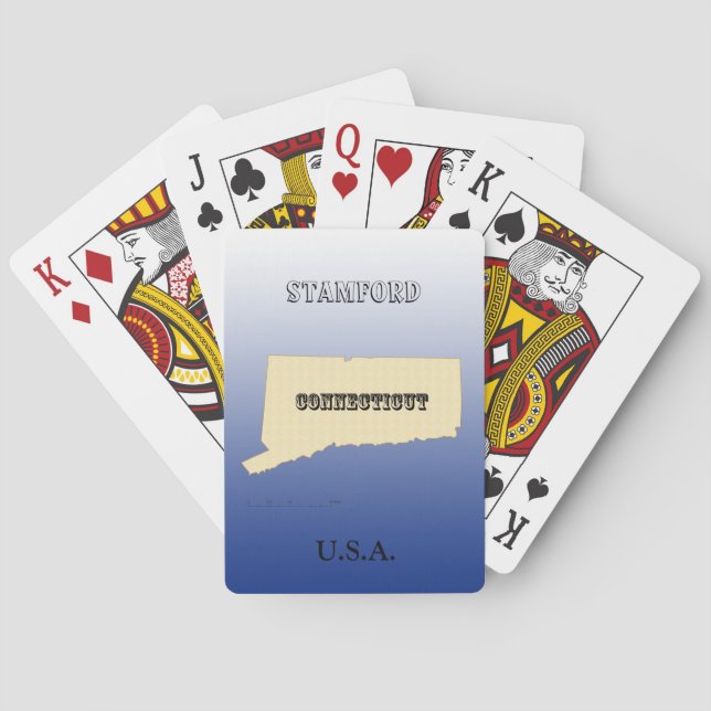 Baralho Tocando Cartões - Mapa do Estado do Connecticut co (Verso)