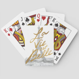 Baralho Torre Eiffel com escrevendo Dourado