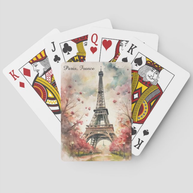 Baralho Torre Eiffel Romântica Paris Água Floral (Verso)