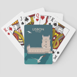 Baralho Torre Lisboa de Belem no estilo do poster vintage