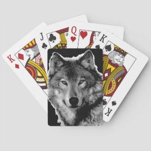 Baralho Trabalho de arte do Lobo Negro e Branco