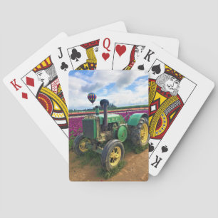 Baralho Trator Verde em Tulip Field, Oregon