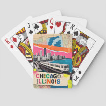 Trem da Silhueta de Chicago Colagem Pop Art Viagem