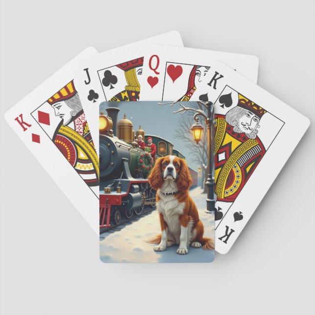 Baralho Trem de Natal do Cavalier King Charles Spaniel (Verso)