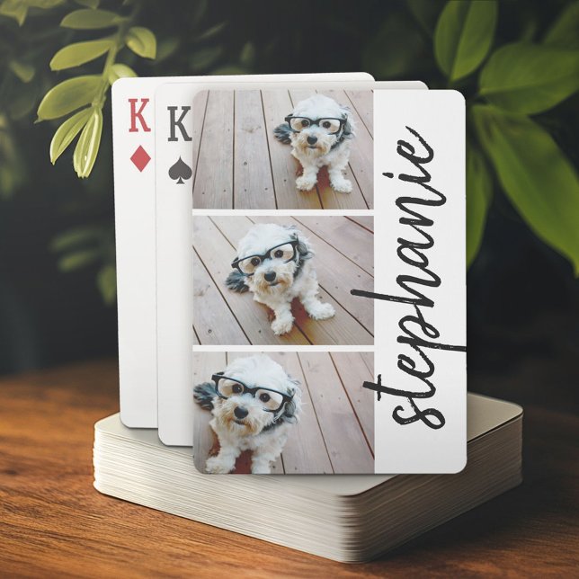 Baralho Trendy 3 Fotos preto & branco nome do script moder (Custom Poker Playing Cards)