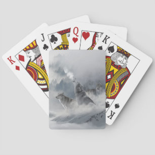 Baralho Três lobos bonitos na neve do inverno