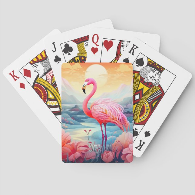 Baralho Tropical Flamingo com Flores-76280 (Verso)
