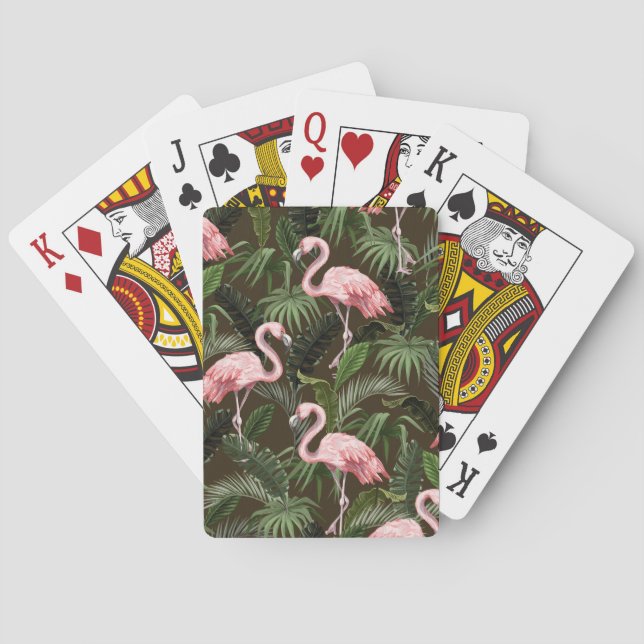 Baralho Tropical Flamingo Pattern: Folhas Vintage (Verso)