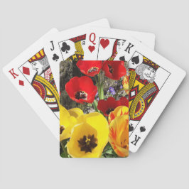Baralho Tulipas Amarelas e Vermelhas Jogando Cartões