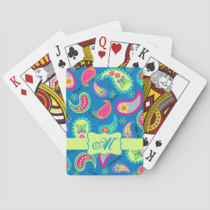 Baralho Turquesa Blue Green Modern Paisley Pattern