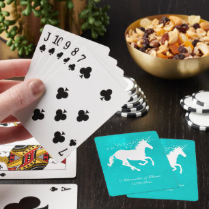 Baralho Turquoise Unicorn Casamento de Cartão de Favor