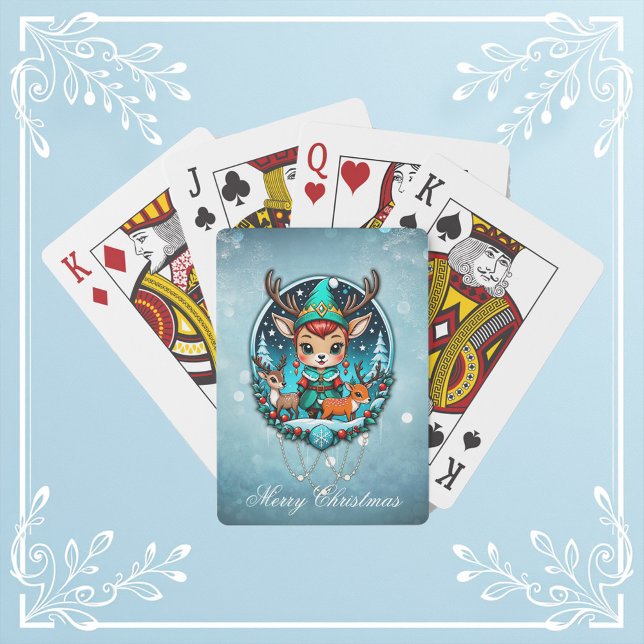 Baralho Um belo estilo cartoon rener elf (Criador carregado)