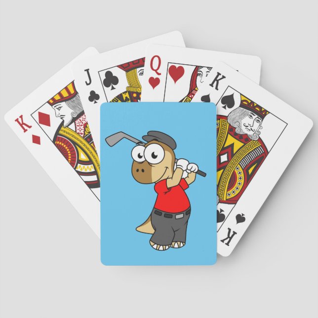 Baralho Um Dinossauro Paquicéfalossauro Jogando Golfe. (Verso)