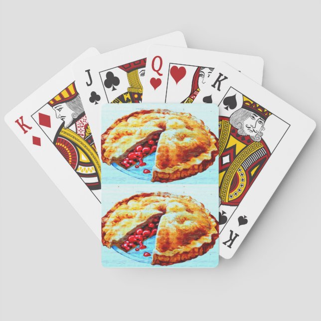Baralho um par de tortas de cereja jogando cartas (Verso)