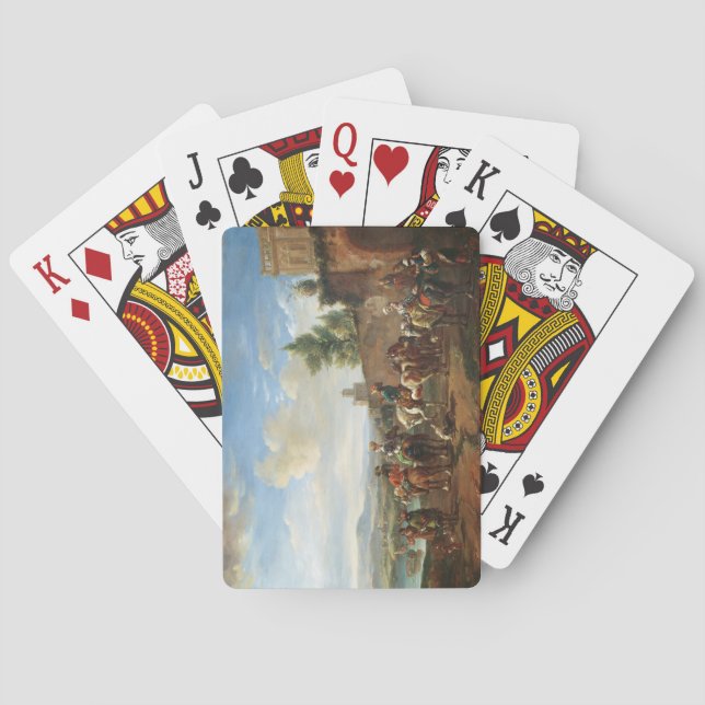 Baralho Um partido da caça por uma casa de campo (óleo em (Verso)