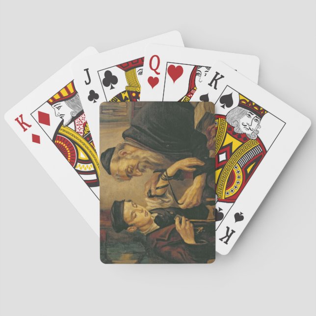 Baralho Um rabino que amarra os Phylacteries ao braço de (Verso)