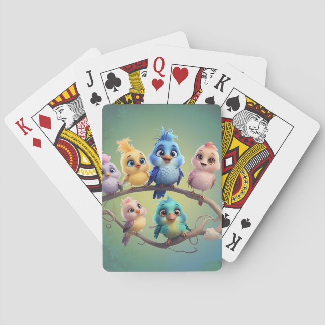 Baralho Uma bela parada de pássaros de desenho animado em  (Verso)