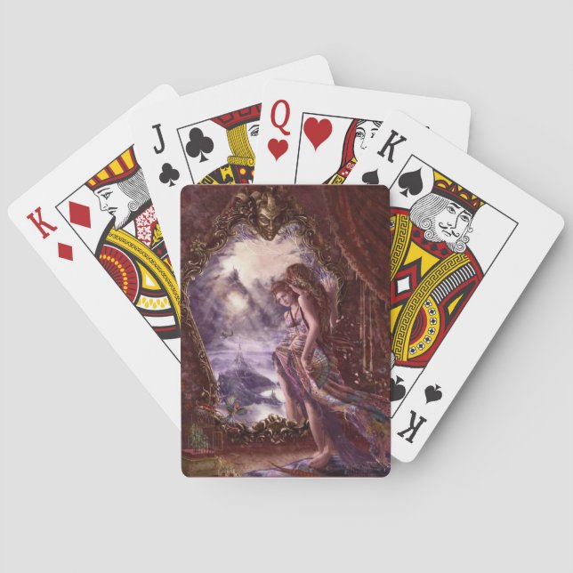 Baralho Uma dama no espelho tocando cartas (Verso)