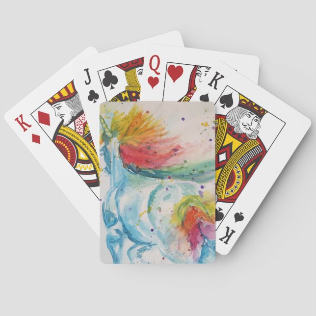 Baralho Unicórnio Pintando Nascentes Arco-Íris Tocando (Verso)