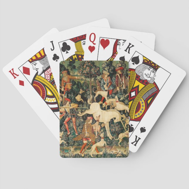 Baralho Unicórnio Tapestries Clássico Medieval Defende Caç (Verso)