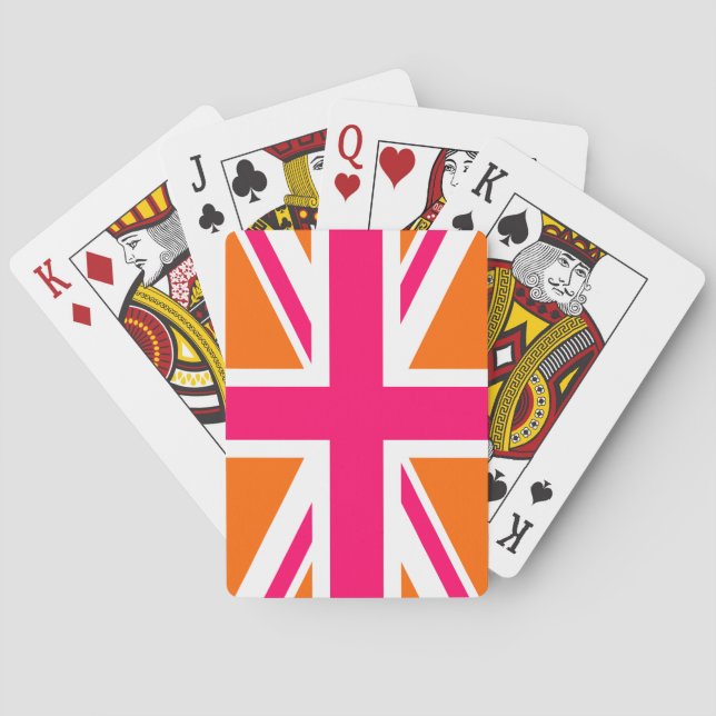 Baralho Union Jack laranja e rosa (Verso)
