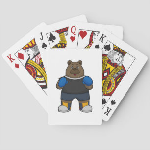 Baralho Urso como Boxer com luvas in a box
