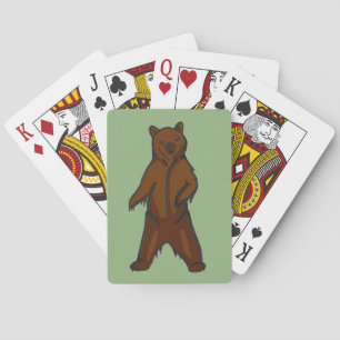 Baralho Urso de urso ereto desenhado mão de Brown