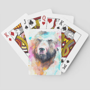 Baralho Urso Grizzly Wild Animal Nature Watercolor Art