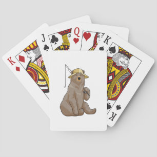 Baralho Urso na pesca com vara de pesca