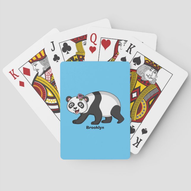 Baralho Urso panda bonito e feliz com desenho animado (Verso)