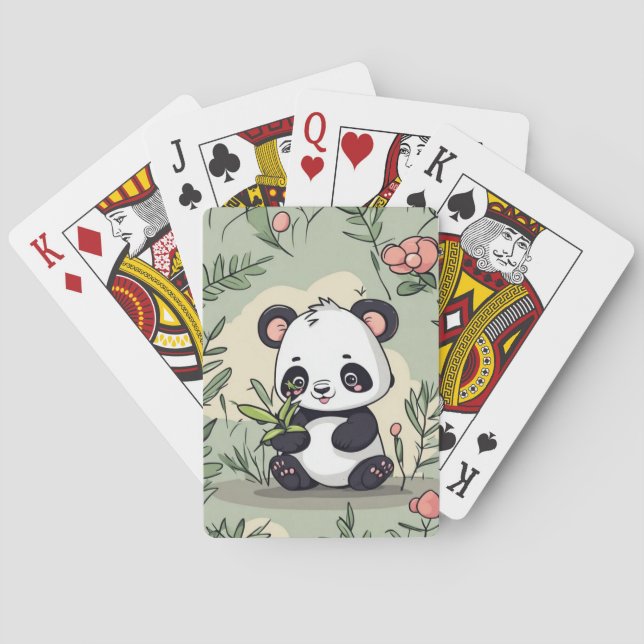 Baralho Urso panda caprichoso em floral (Verso)