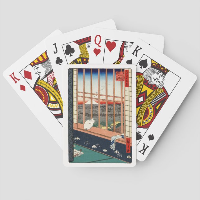 Baralho Utagawa Hiroshige - Campos de arroz Asakusa (Verso)