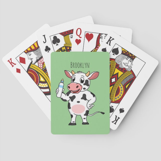 Baralho Vaca feliz com cartum de mamadeira (Verso)