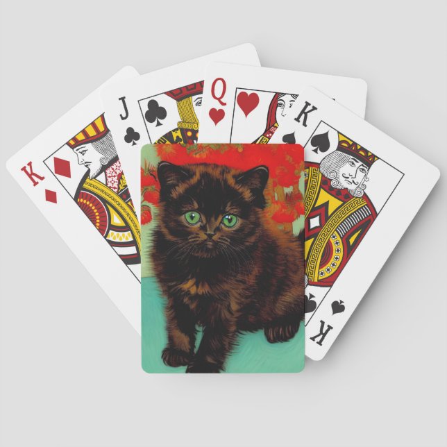 Baralho Van Gogh Gato Preto Flores Vermelhas (Verso)