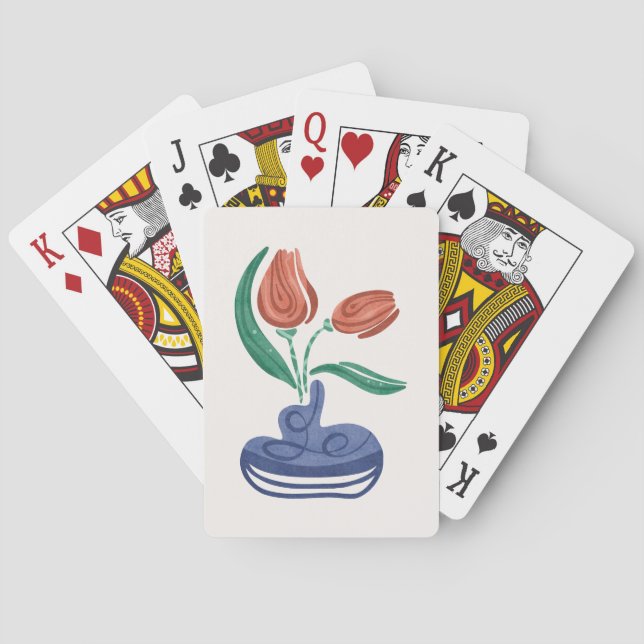 Baralho Vase Moderno com Tulipas | Arte Floral Estática (Verso)